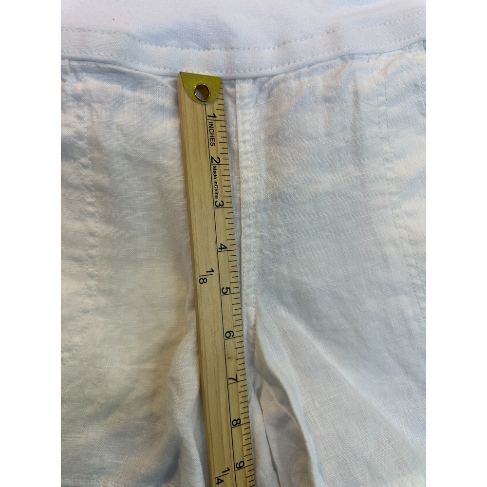ATHLETA Lima 100% Linen Shortie Foldover Knit Waistband White Shorts Size 10 - Picture 7 of 16
